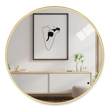 50cm Gold Round Wall Mirror Nordic Metal Frame Bathroom Hallway Bedroom UK