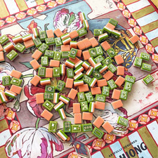 Floral Acrylic Mahjong Set Premium Tiles with Elegant Storage Box