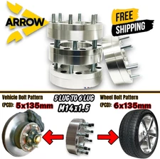 4Pcs 2" Thick 5x135 to 6x135 Wheel Spacer Adapter F150 Navigator Expedition 14x2
