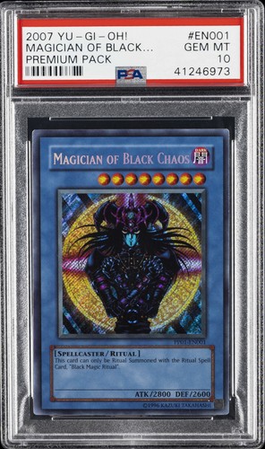 2007 YU-GI-OH! PREMIUM PACK #EN001 MAGICIAN OF BLACK CHAOS PSA 10