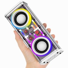 Portable Bluetooth Speaker with LED Lights Transparent Casing, Bluetooth 5.3 ...
