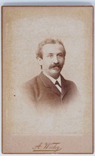 Antique CDV A Wicky Mustache Man Suit Bern Interlaken Switzerland