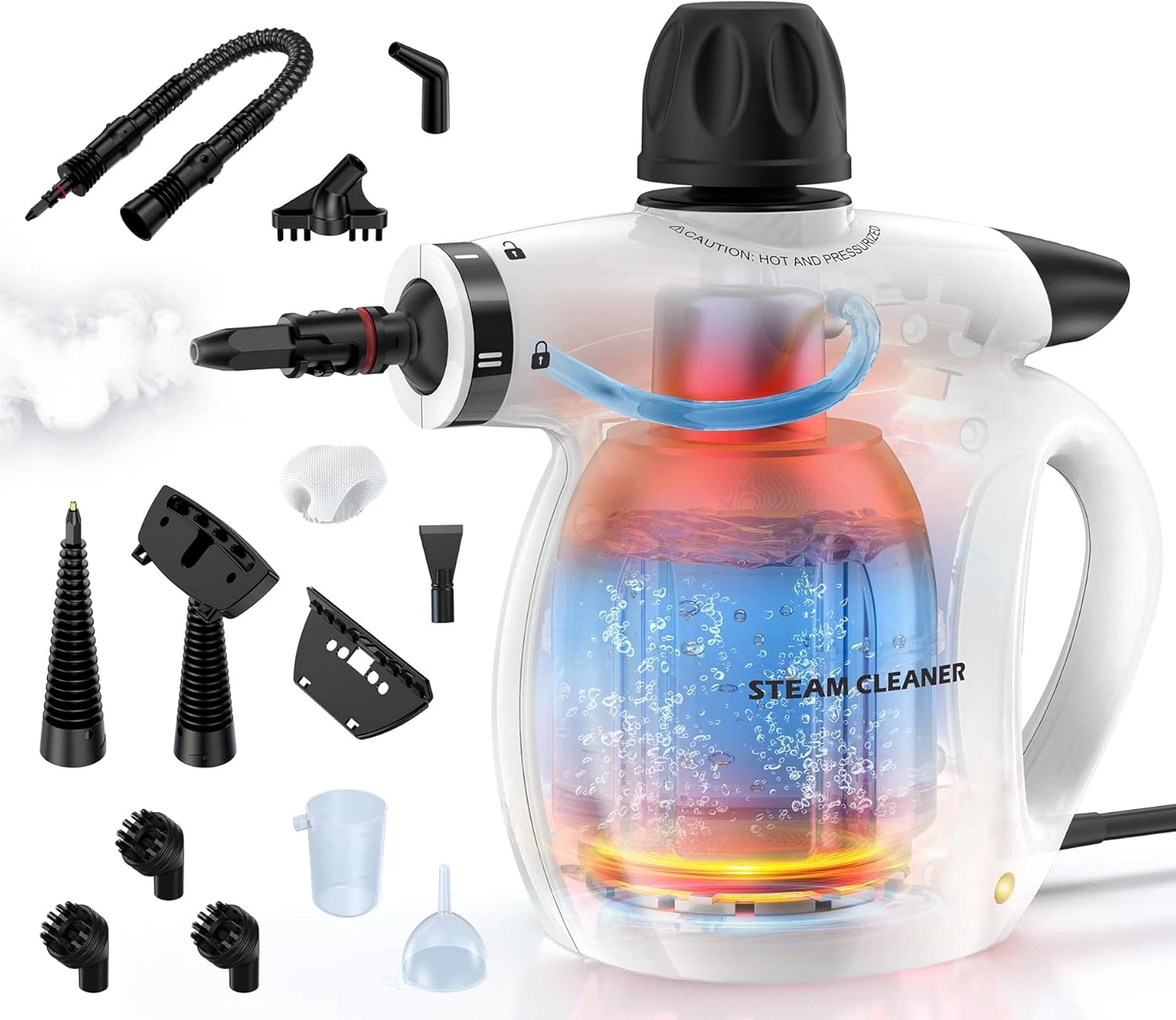 Steam Cleaner, Pressurized Handheld 13Pcs Multi-Purpose Natural Deep Cleaning St