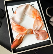 100 Silk Mulberry 65X65cm Scarf Shawl Bandana leaf Print Neckerchief Wrap new