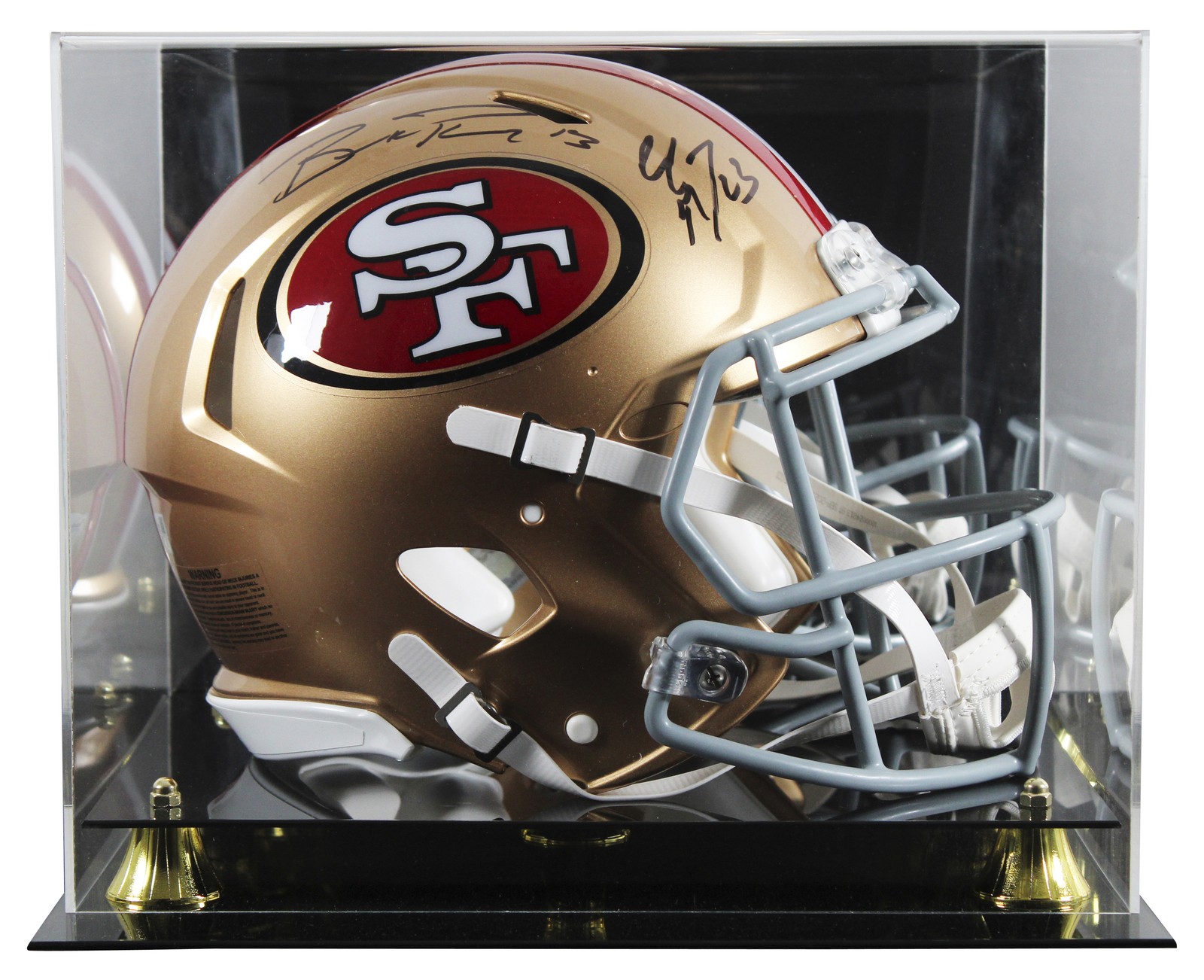 Christian McCaffrey & Brock Purdy Autographed Signed San Francisco 49ers F/S Speed Proline Helmet W/ Case Fan 
