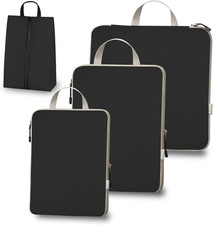 Compression Packing Cubes for Travel, Set of 4 Expandable Luggage Organizers wit