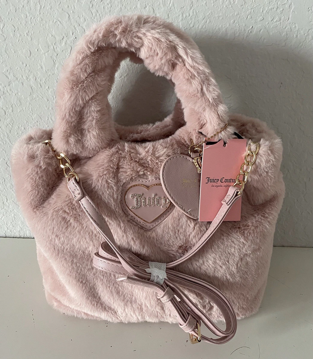 Juicy Couture Faux Fur Backpack Pink Blush Furry Fuzzy Heart Charm Bag Juicy Couture Faux Fur Backpack Pink Blush | Mercari main image 4