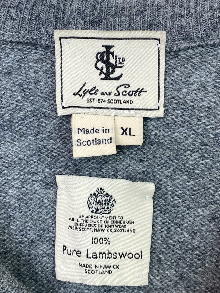 Jersey Lyle & Scott Gris Lana de Cordero Cuello Redondo Pullover Clásico Informal Tejido XL Foto 3 de 4
