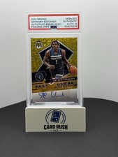 2021-22 Panini Mosaic Fast Break Anthony Edwards Gold Disco 3/10 PSA Auto 10