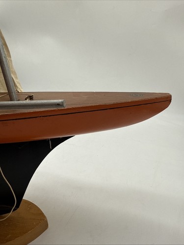 Antique Nautical Wooden Model Sailboat A•Rici•Toy Iowa 21”W x 30.5”H •1947 Box - Picture 15 of 24