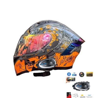 DOT Full Face Bluetooth Helmet with Camera and Intercom for Motorbike