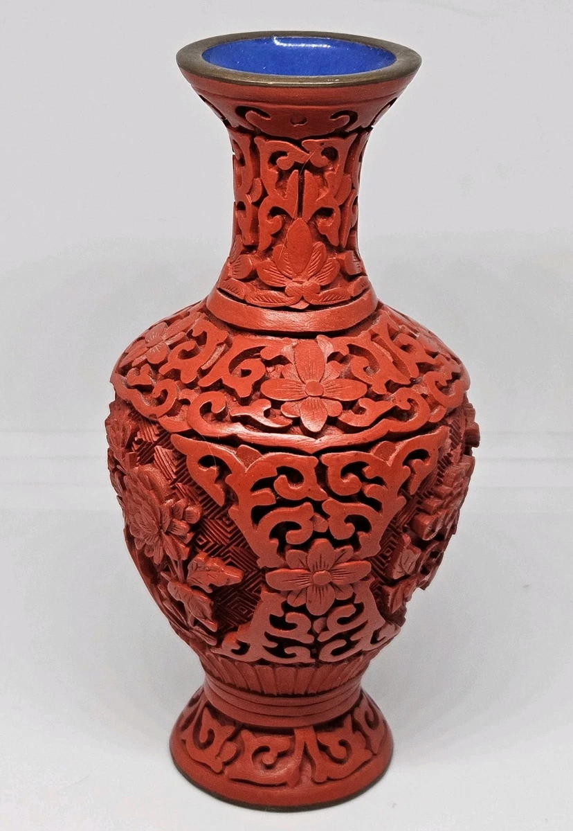 红色黄铜主中国古董花瓶| eBay