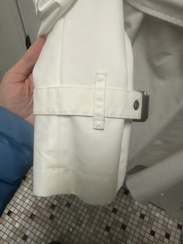 Burberry London Women Trench Rain Coat White Buckle Collared Size 6R - Image 3 of 4