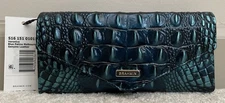 New Brahmin Melbourne VERONICA Trifold Envelope Leather Wallet BLUE PATINA NWT