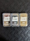 3x Oregon 1/2oz .999 Fine Silver Bars, Federated Mint 1.5 Oz Total  #170