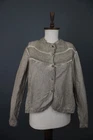 Transit par Such Beige Striped Linen Textured Knit Raw Edge Button Jacket Size 4