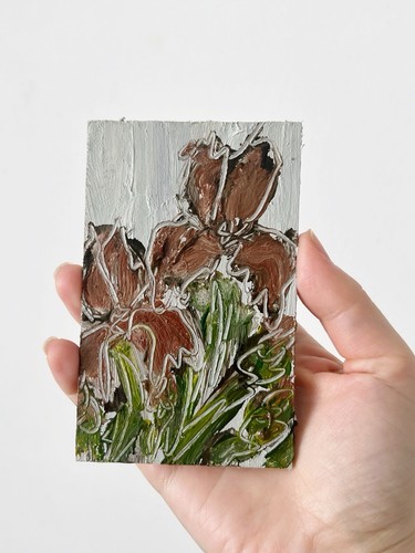 Original Floral Art Impressionist Irises Garden Painting Abstract Iris Flower
