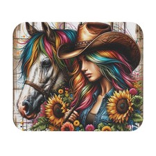 Country Western Horse and Cowgirl Mouse Pad, Artistic Mousepad Mat Gamer Pad