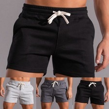 Men's Gym Training Shorts Breathable Elastic Workout Short Pants Black Gray