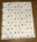 VTG 1990 Cabbage Patch Kid Print Doll Blanket  Comforter 21 x 17 With Lace Edge