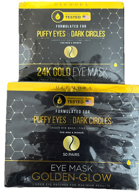 24K Gold Eye Mask 50 & 30 Pairs Puffy Eyes & Dark Circles Treatments by Dermora