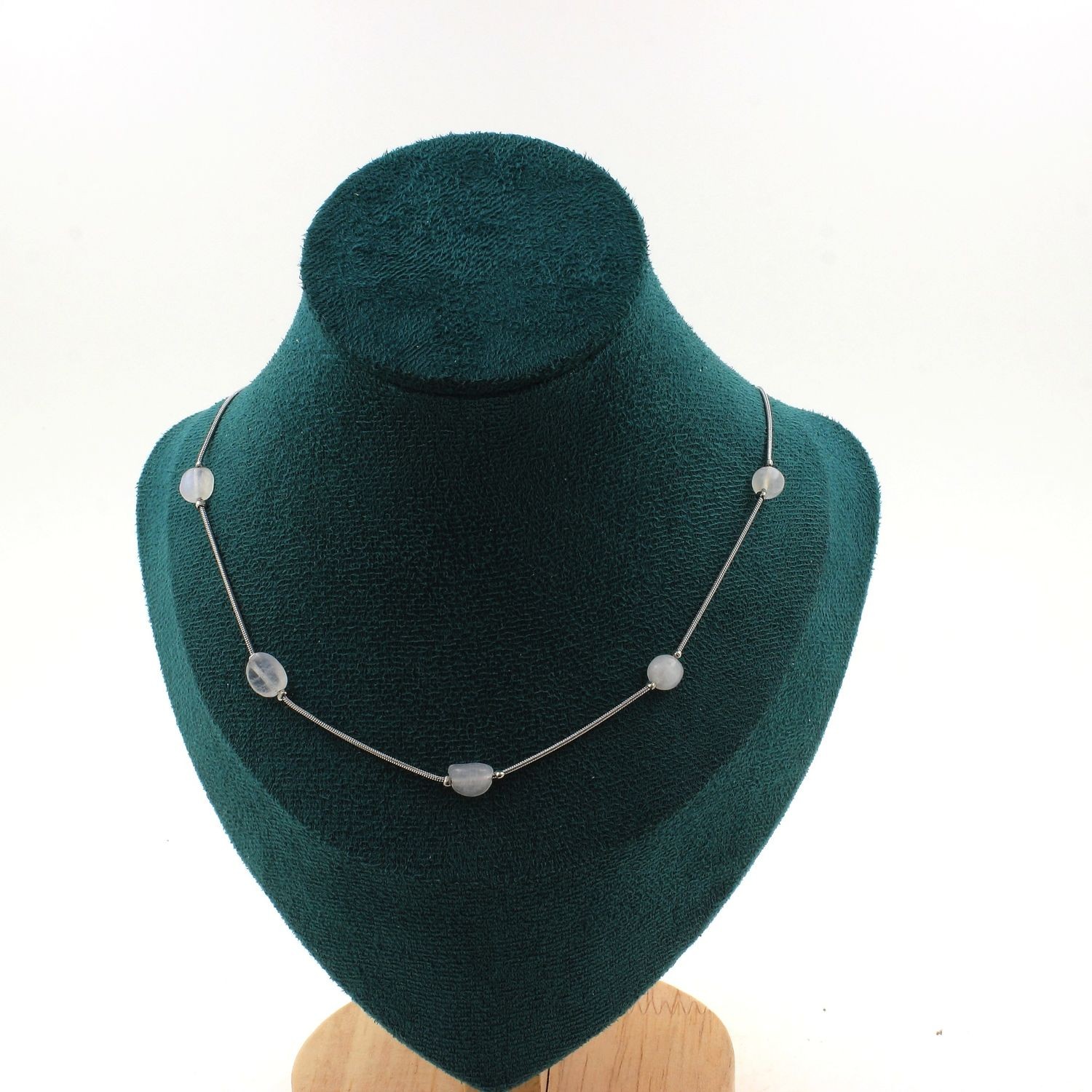 Collier en pierre de lune d'Inde chaine ajustable, cadeau d'anniversaire idéal