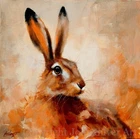 HARE PORTRAIT ORIGINAL WILDLIFE FINE ART PAINTING 30 x 30 cm by JOHN SILVER BA