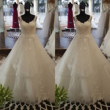 Elegant Wedding Dresses Sleeveless Lace Appliques Ruffles Beach Bridal Gown