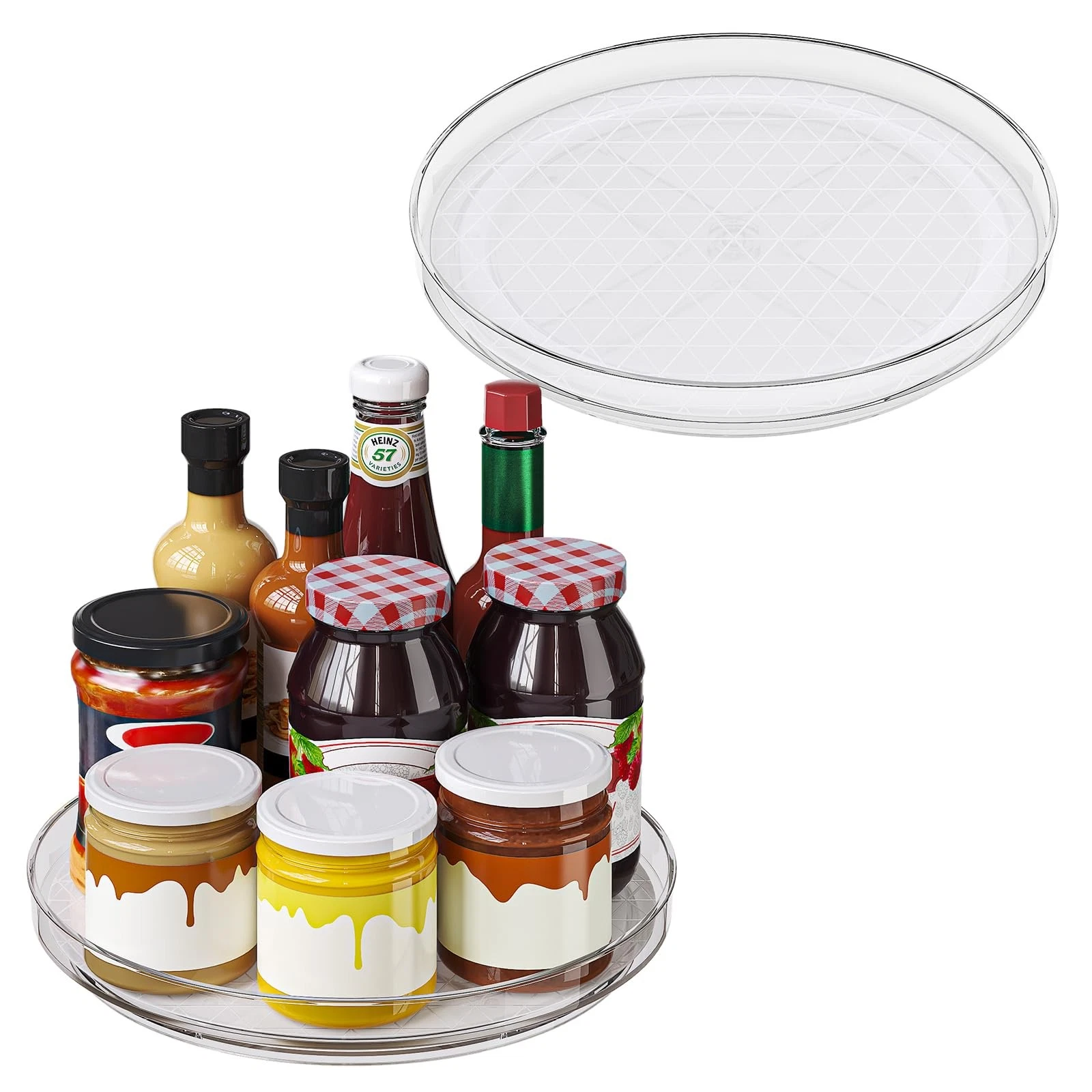 Lazy Susan Turntable Organizer (2 Pack), 9 Inch Non-Skid Clear Rotating Spice...