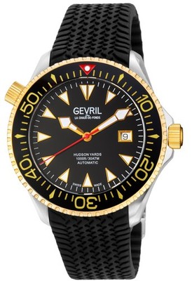 Gevril Men's 48802R Hudson Yards Diver Swiss Automatic SW200 Ceramic Bezel Watch