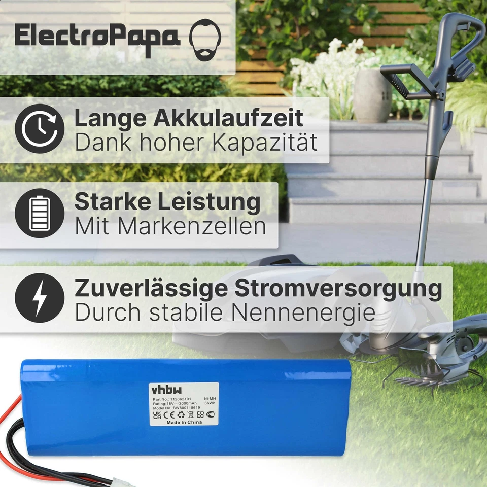 Akku für Husqvarna Automower 220AC 230ACX 210C 260ACX 210AC 2000mAh 18V - Bild 4 von 4