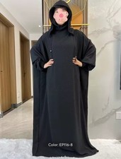 New Ramadan Muslim Two Hats Abaya Dubai Turkey Islam Prayer Clothes Solid Cotton