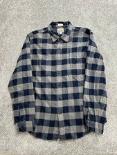 J Crew Classic Midweight Flannel Work Shirt Mens Large Blue Gray Cotton Utility