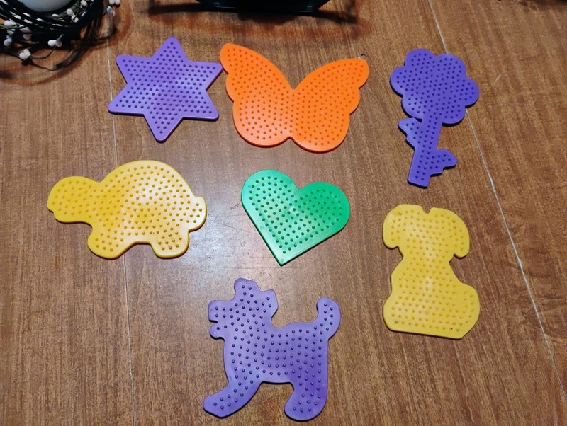 Lot 12 Perler Beads Pegboards Various Shapes Animals Butterfly Dog Cat Flower