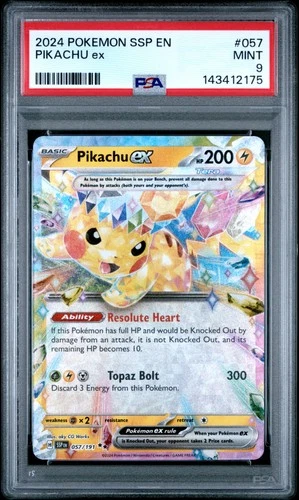 2024 POKEMON SSP EN-SURGING SPARKS #057 PIKACHU EX PSA 9