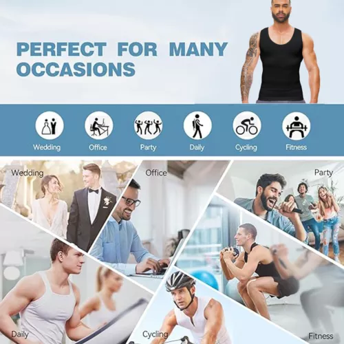 Herren T-Shirt Schlankmacher Body Shaper Bauch Brust Kompression Weste Gürtel Tank Top - Bild 12 von 28
