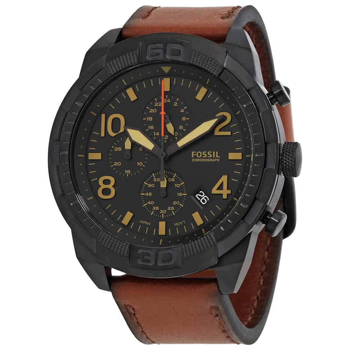 Men\'s Watch Black | Dial eBay Chronograph Quartz Fossil FS5714 Bronson