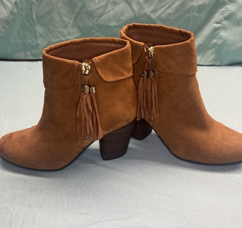 LC Lauren Conrad Stiefeletten Damen Größe 9 Quasten süße Erbsen Cognac GUC