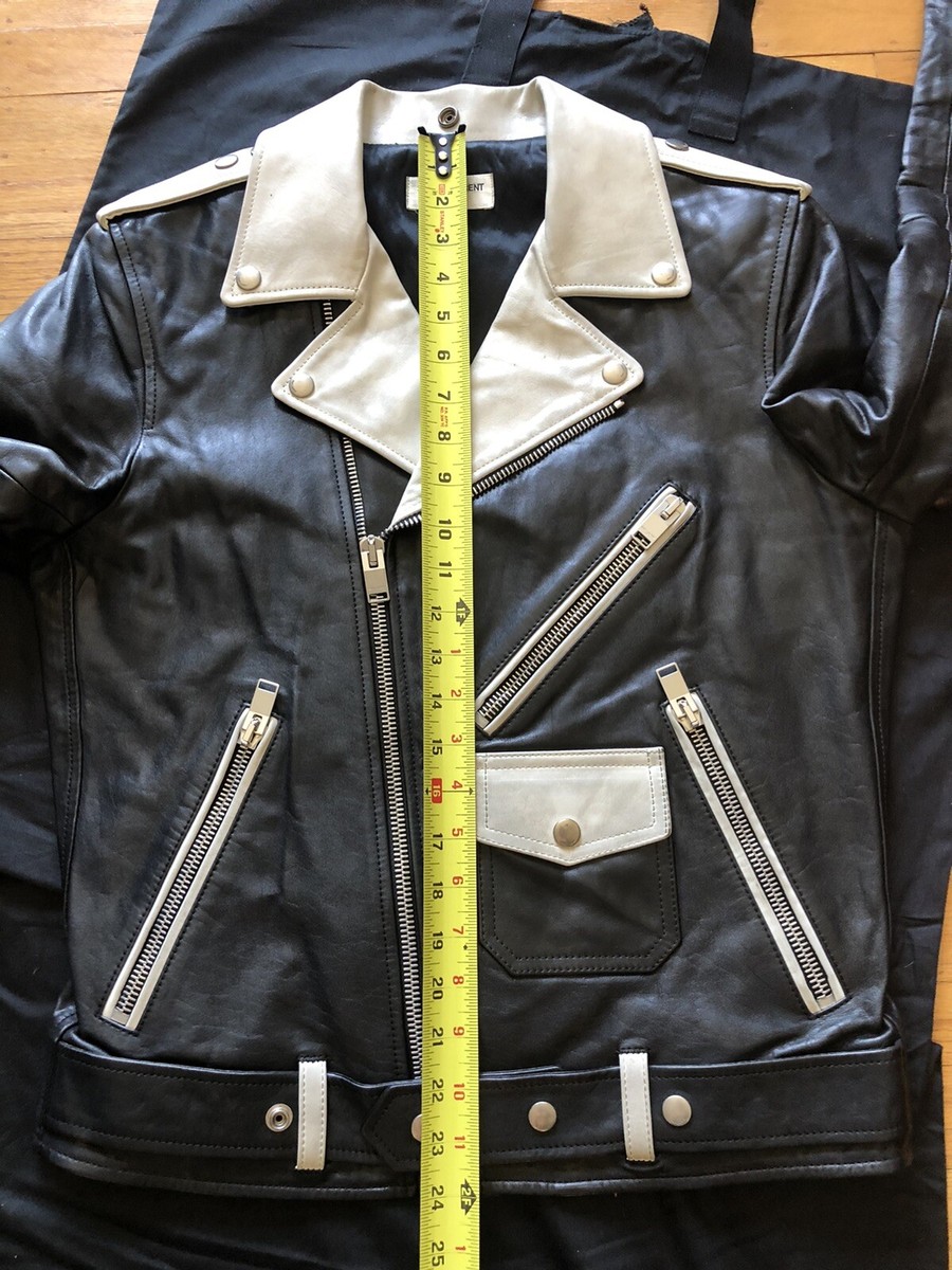 SAINT LAURENT BY HEDI SLIMANE FW14 BLACK AND WHITE MOTO JACKET