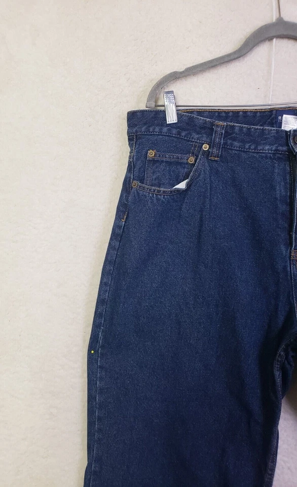 Basic Editions Men Jeans 40X30 Blue 100% Cotton Fleece Lined Classic Fit Denim - Image 2 of 4