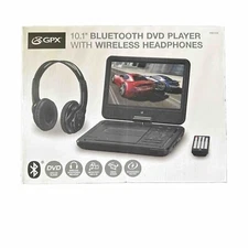 GPX Port. 10.1" Bluetooth DVD Player, PDB1077B, W/Headphones