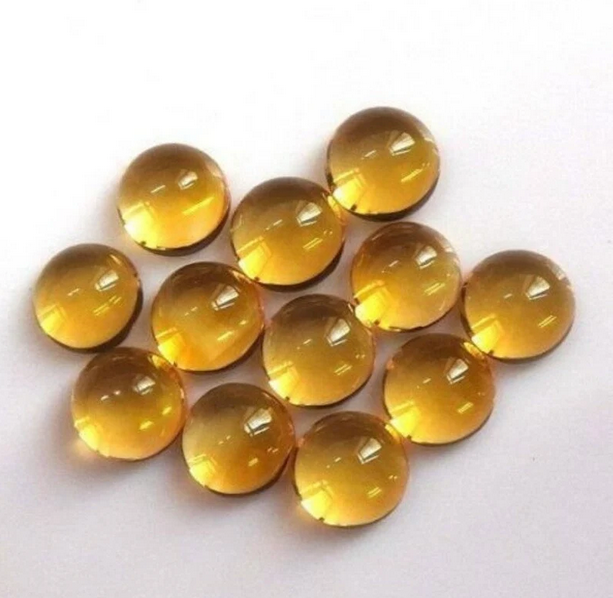Natural Citrine Quartz Round Shape Flat Back Cabochons Gemstone Jewelry Making