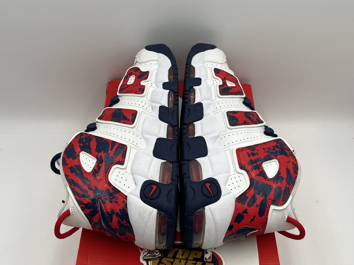 Nike Air More Uptempo Red Navy Camo 2020 Size 9.5 Used Rare 