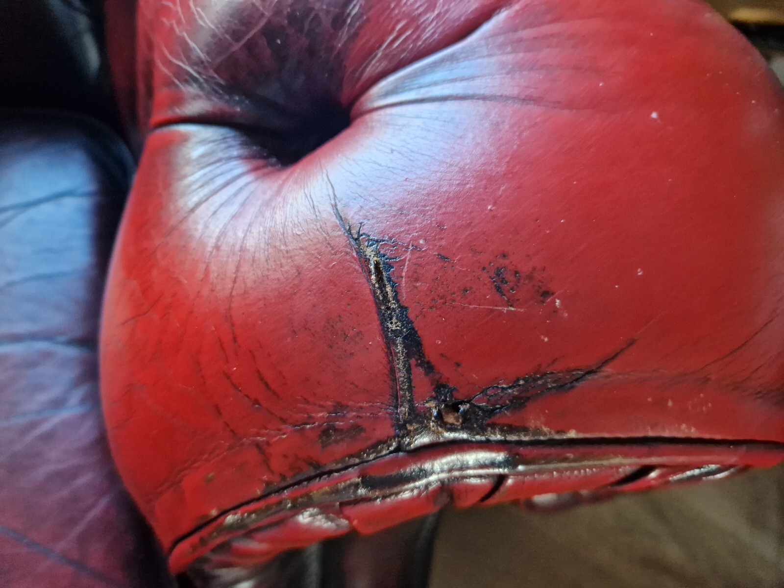 Oxblood Red leather chesterfield 3 Seat sofa eBay