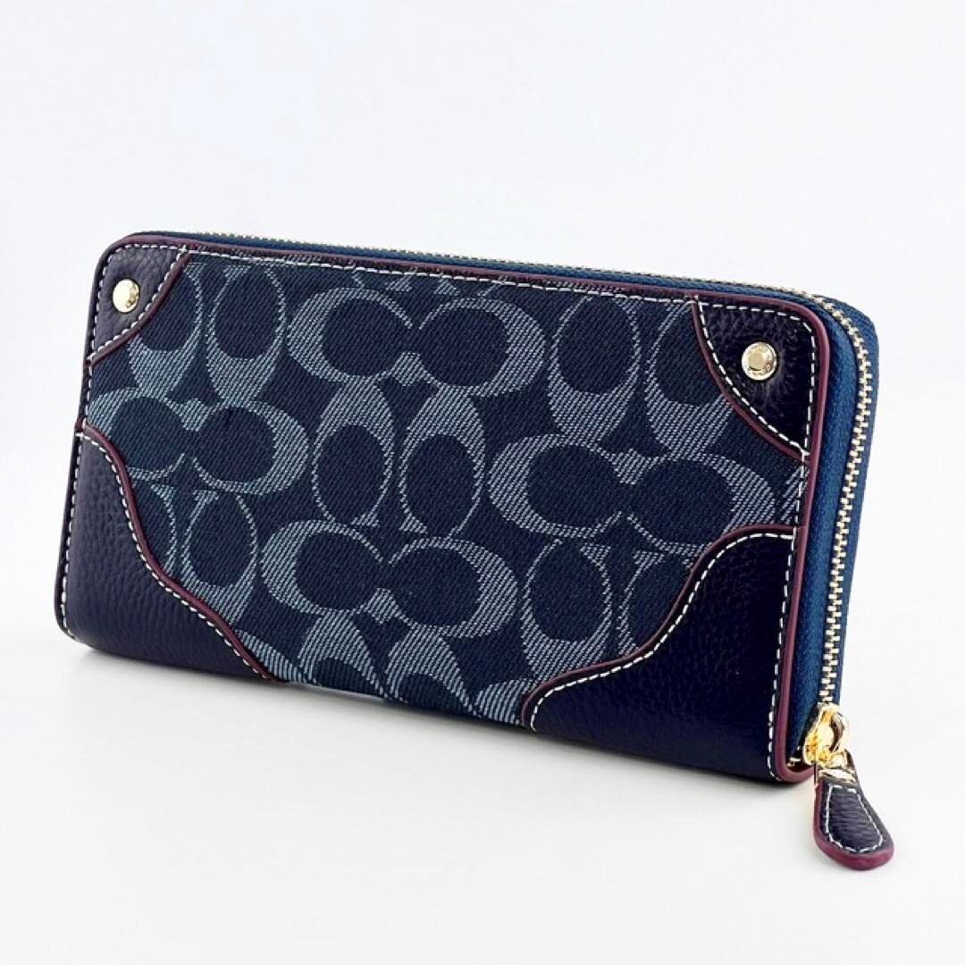 COACH Long Zip Around Wallet Signature Denim F53769 outlet