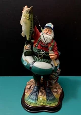 Danbury Mint BASS Santa Christmas Fishing Pole Angler Lures Sculpture Statue