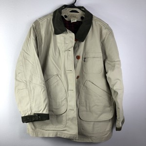 Ll Bean Tan Flannel Lined Field Barn Jacket Coat Womens Xl Petite