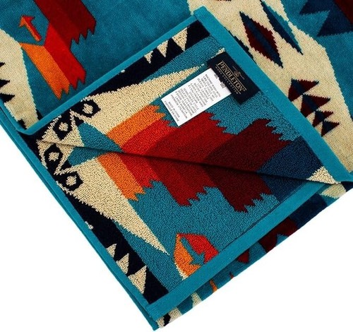 Pendleton Towel Blanket TUCSON Turquoise Oversized 102×178cm Cotton New - Picture 3 of 6