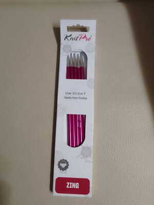 Knitpro Zing Stricknadeln Nadelspiel Pink Aluminium 20 cm 5 mm