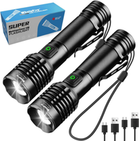 2 StüCk Taschenlampe Led Aufladbar, Led Taschenlampe Extrem Hell 20000 Lumen